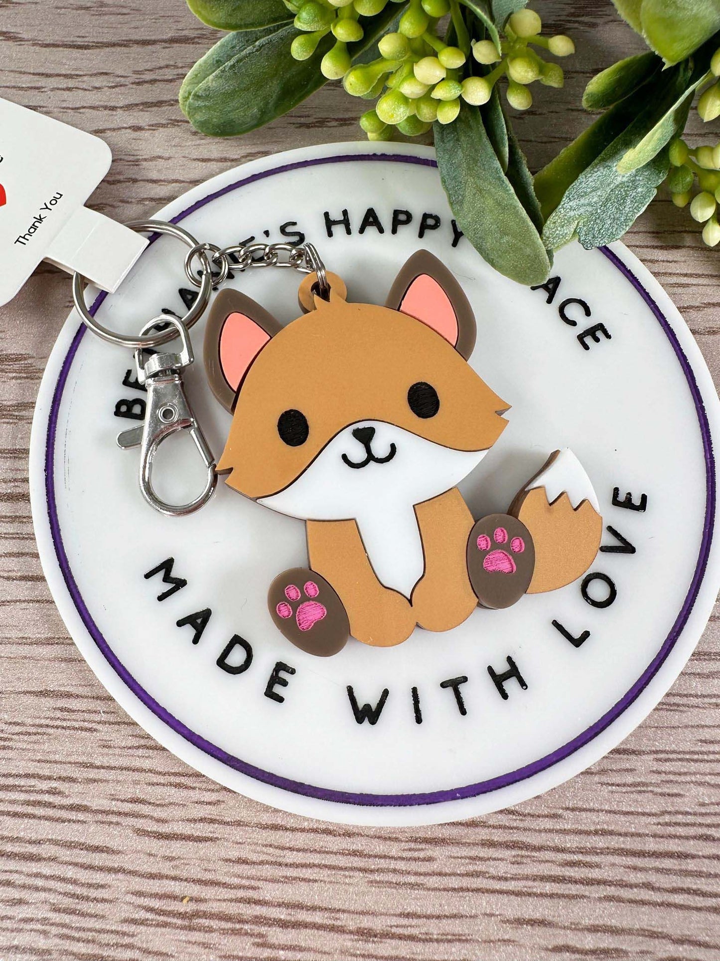 Baby fox keychain, fox gifts, cute fox acrylic handmade keychain, gifts for men or women, fox zipper pull, kids backpack tag