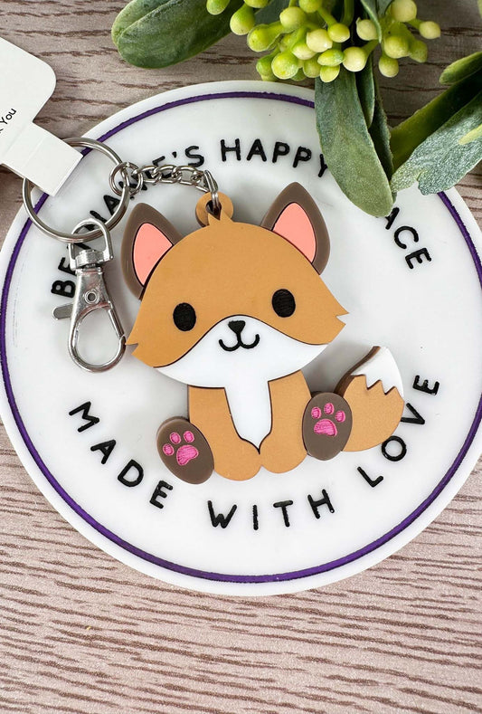 Baby fox keychain, fox gifts, cute fox acrylic handmade keychain, gifts for men or women, fox zipper pull, kids backpack tag