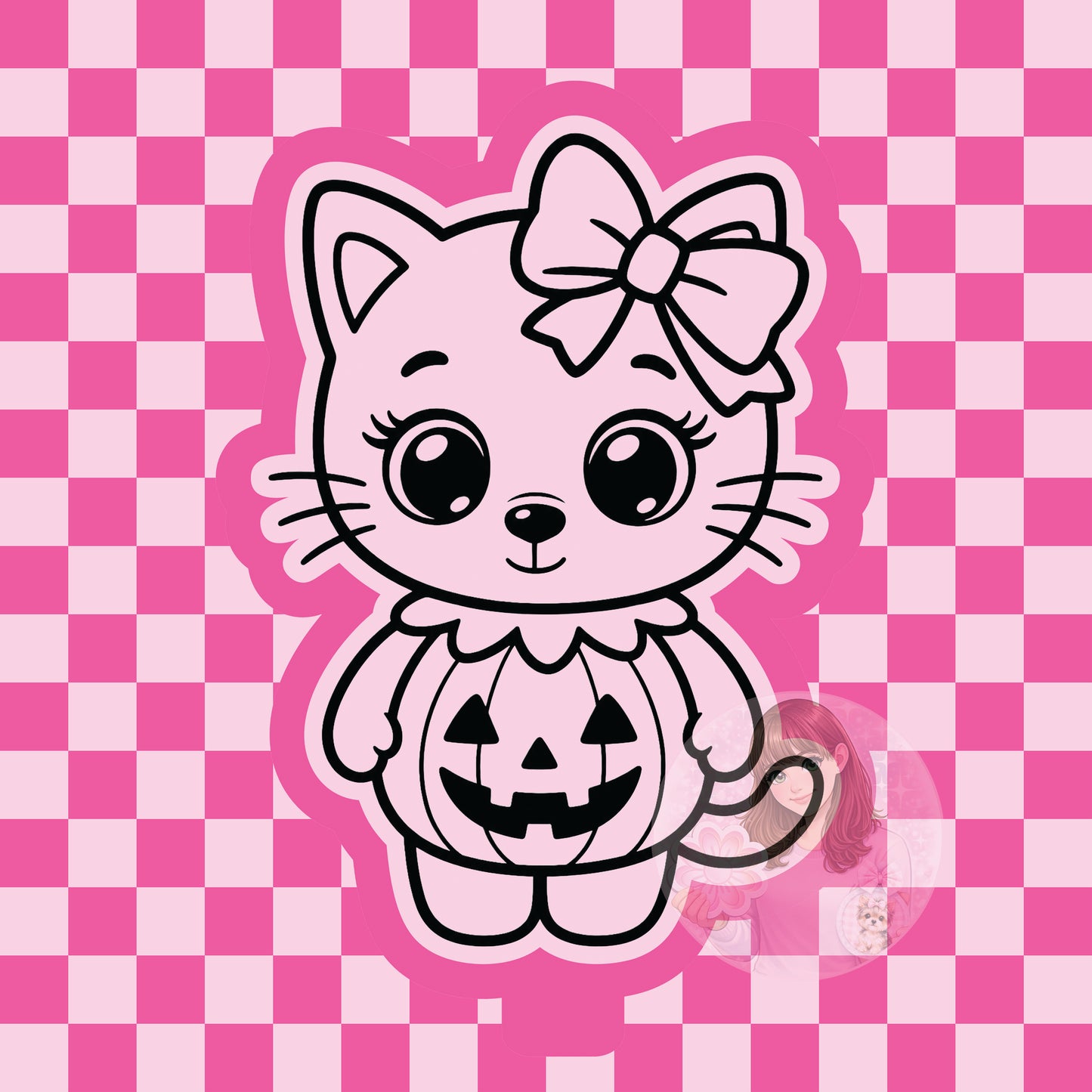 Kitty dressed as pumpkin silicone freshie mold