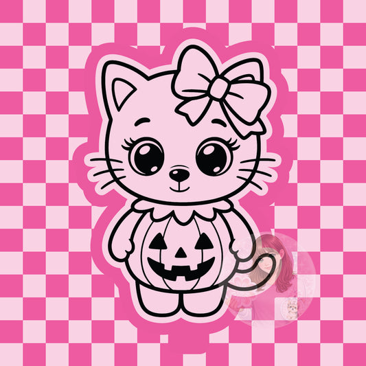 Kitty dressed as pumpkin silicone freshie mold