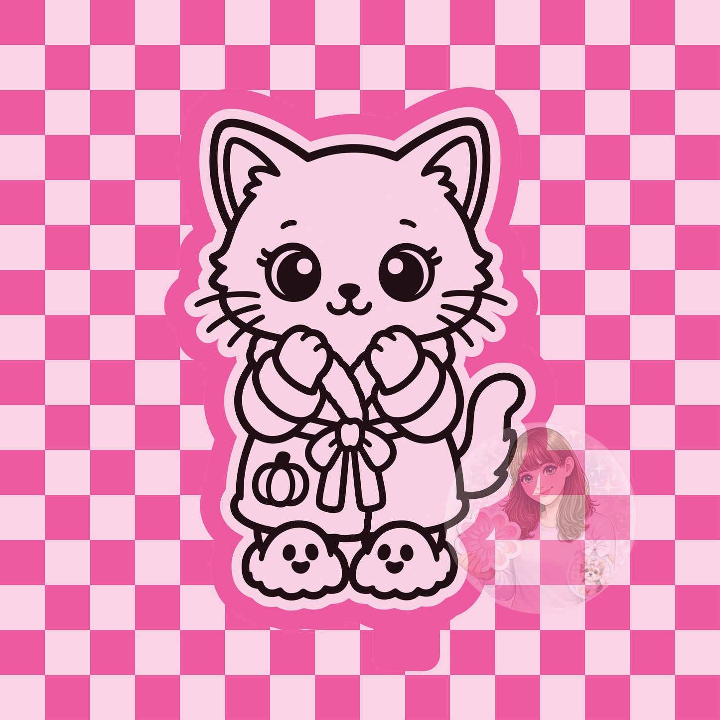 Kitty with ghost slippers silicone freshie mold