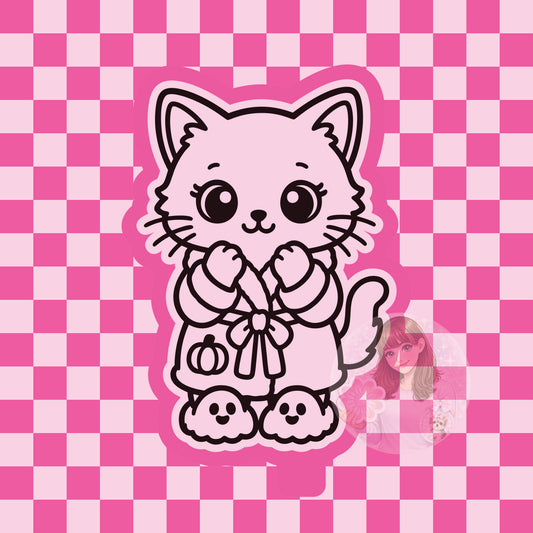 Kitty with ghost slippers silicone freshie mold
