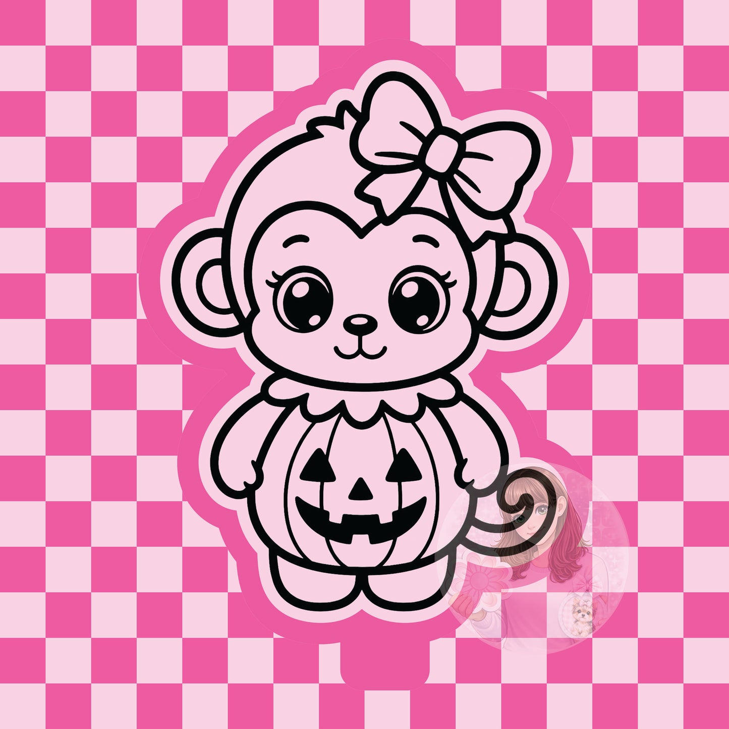 Monkey dressed as pumpkin silicone freshie mold