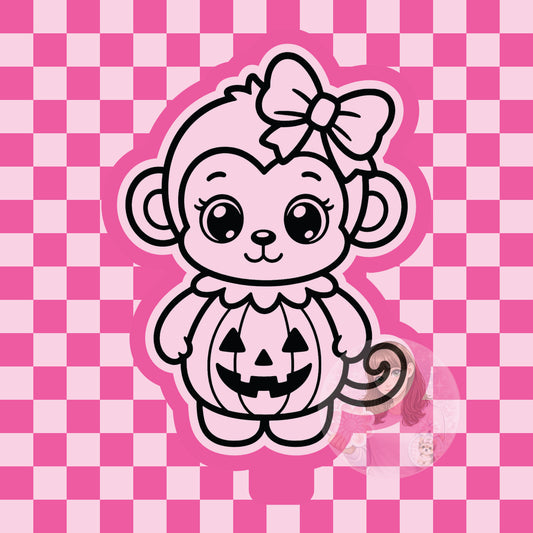 Monkey dressed as pumpkin silicone freshie mold