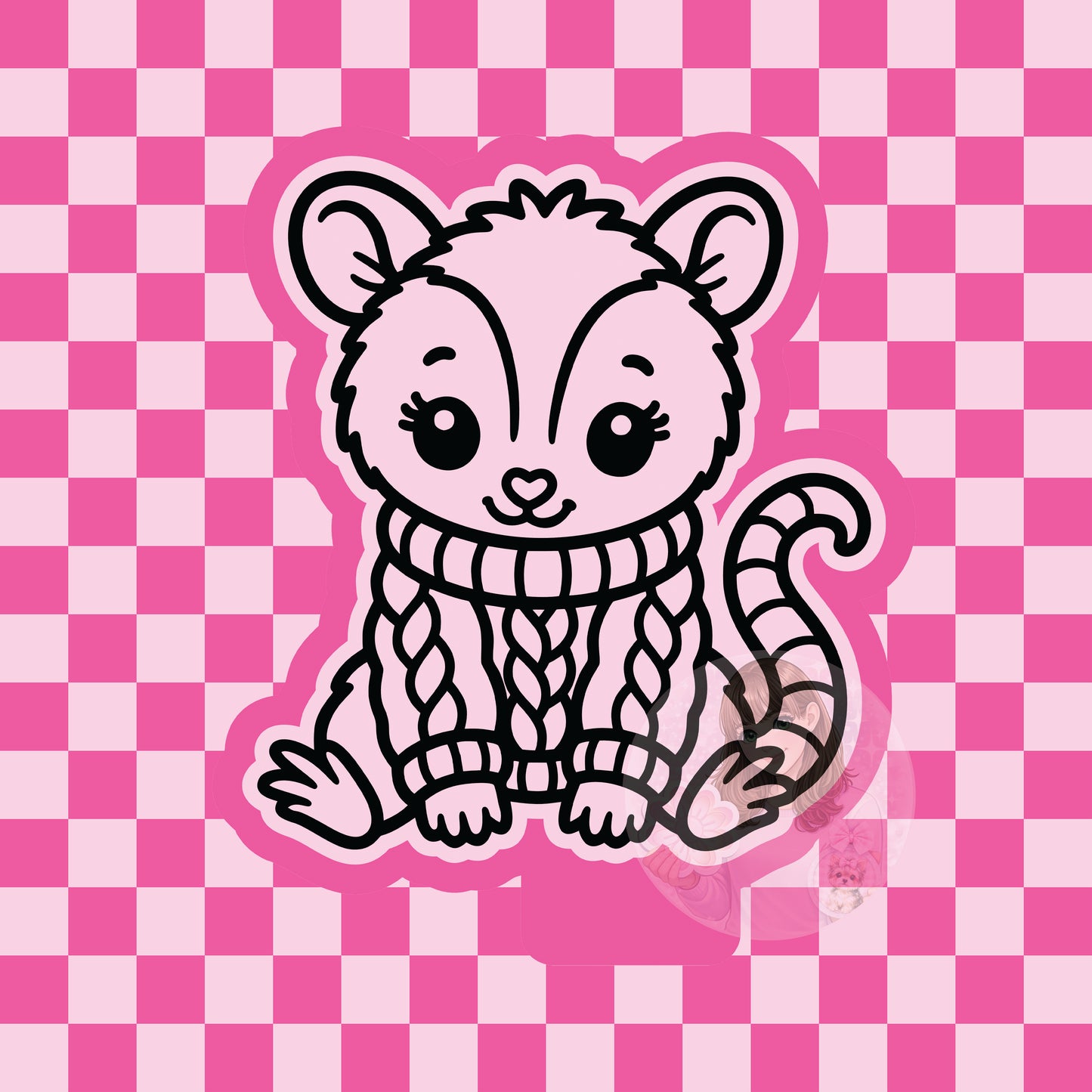 Opossum in knitted sweater silicone freshie mold