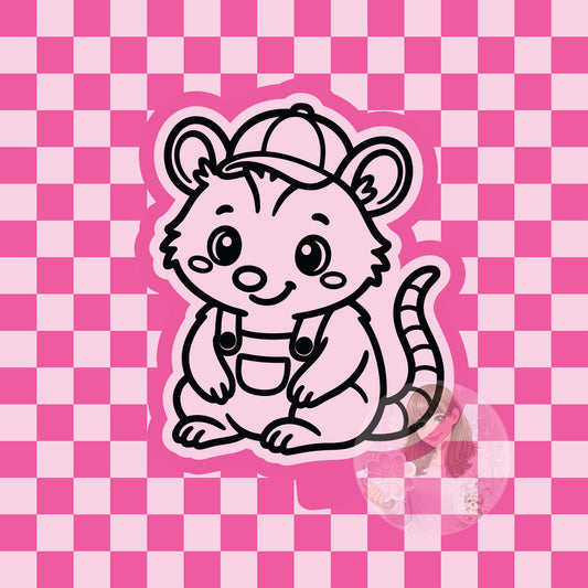 Opossum with hat and overalls silicone freshie mold