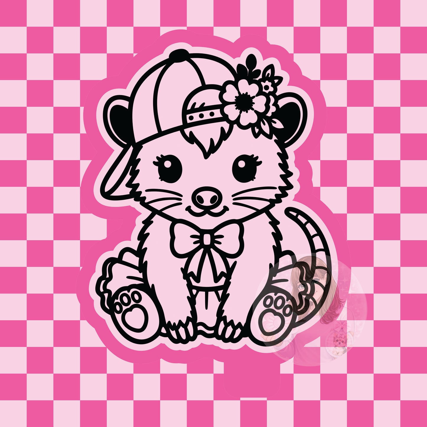 Opossum with tutu and hat silicone freshie mold