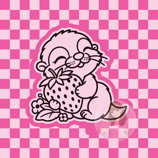 Otter with strawberry silicone freshie mold