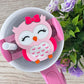 Pink owl cup topper, owl tumbler topper, owl gifts, 20oz, 30oz, 40oz topper for cup, acrylic owl tag for cup, handmade topper