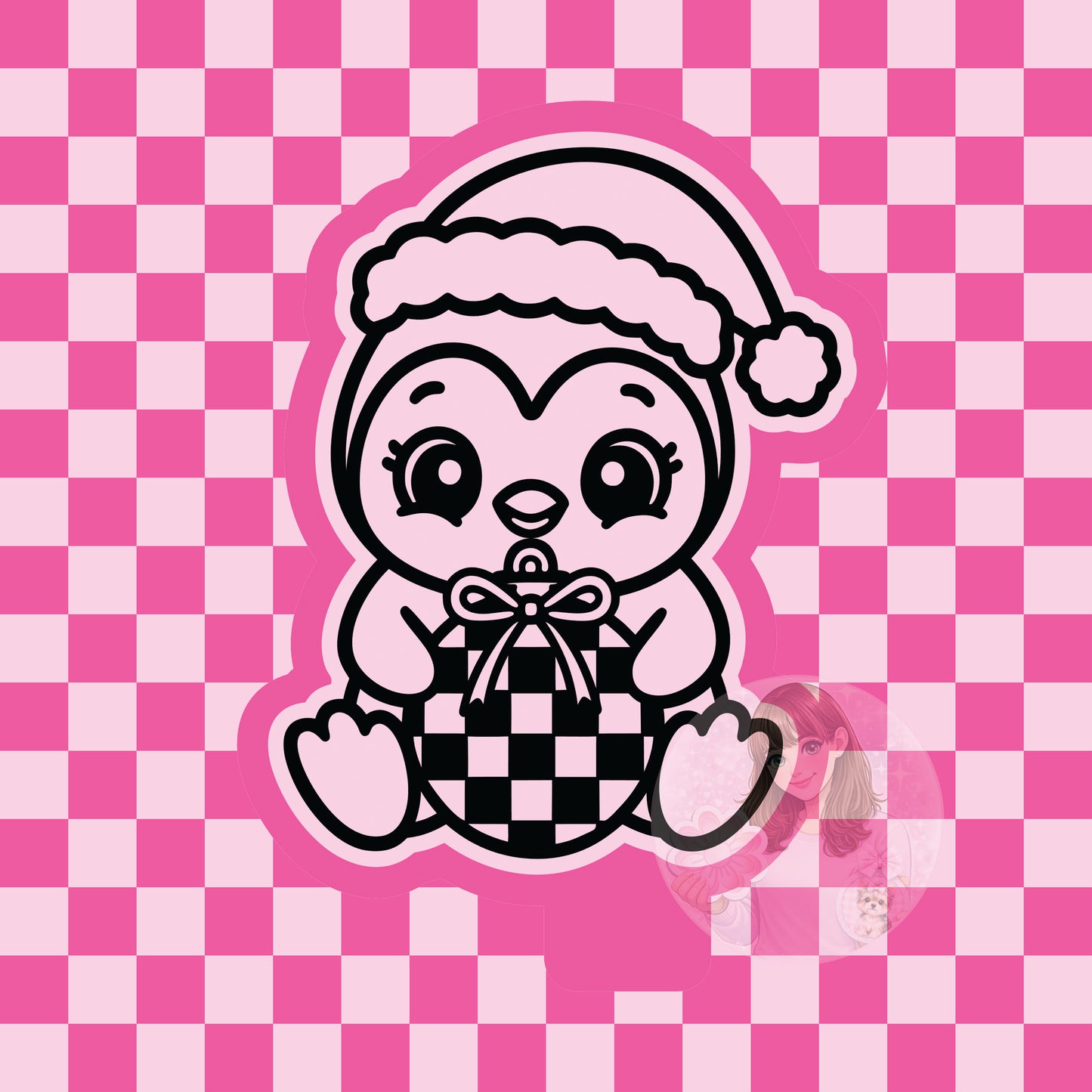 Penguin with checkered ornament silicone freshie mold
