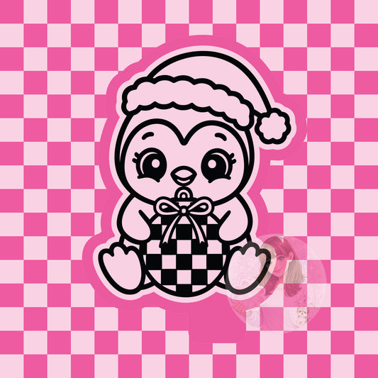 Penguin with checkered ornament silicone freshie mold