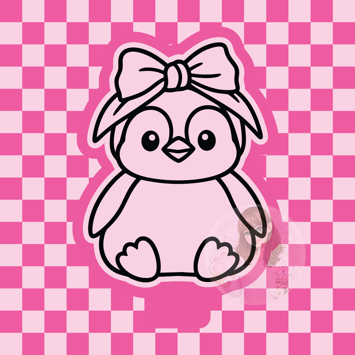 Penguin with headband bow silicone mold
