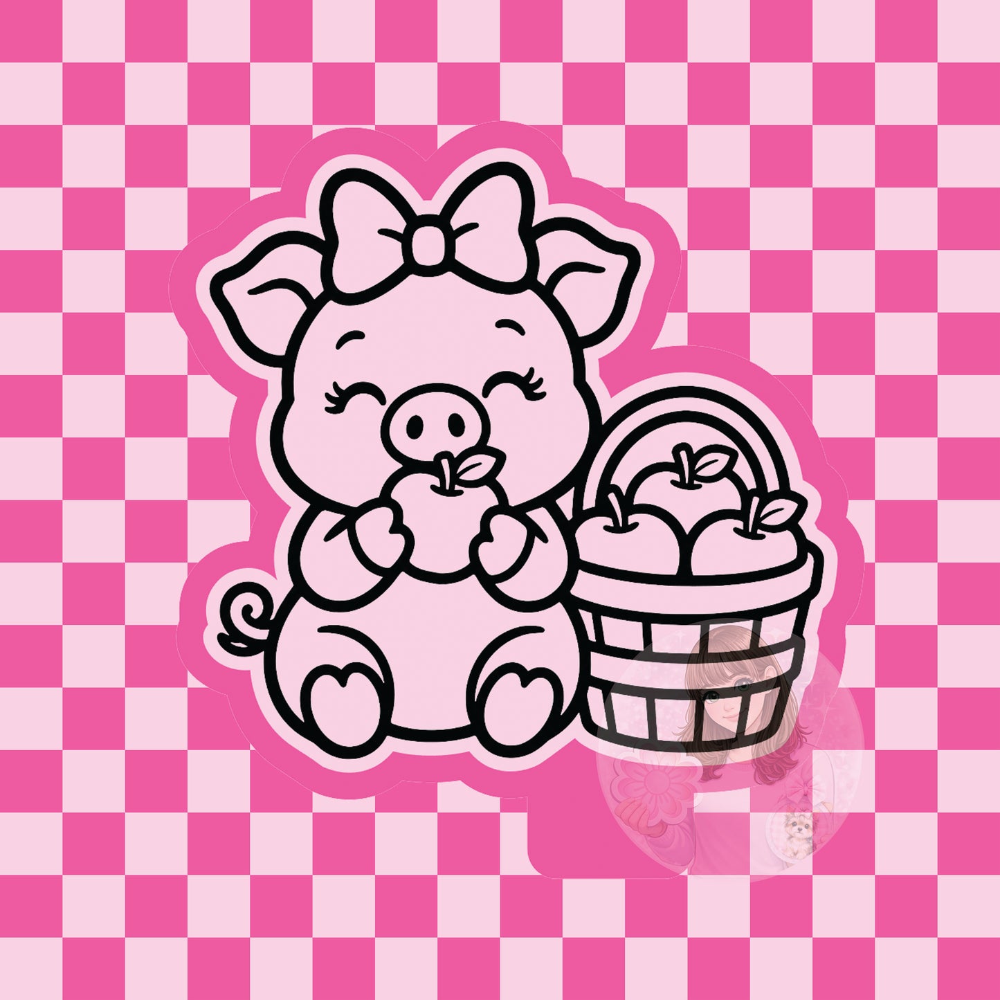 Pig with apple basket silicone freshie mold