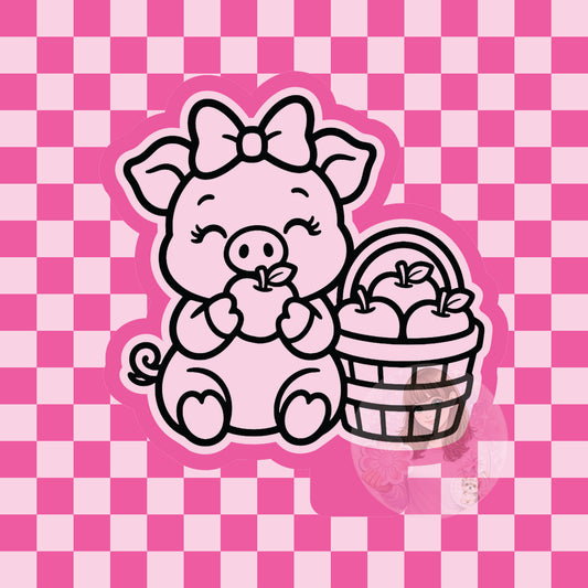 Pig with apple basket silicone freshie mold