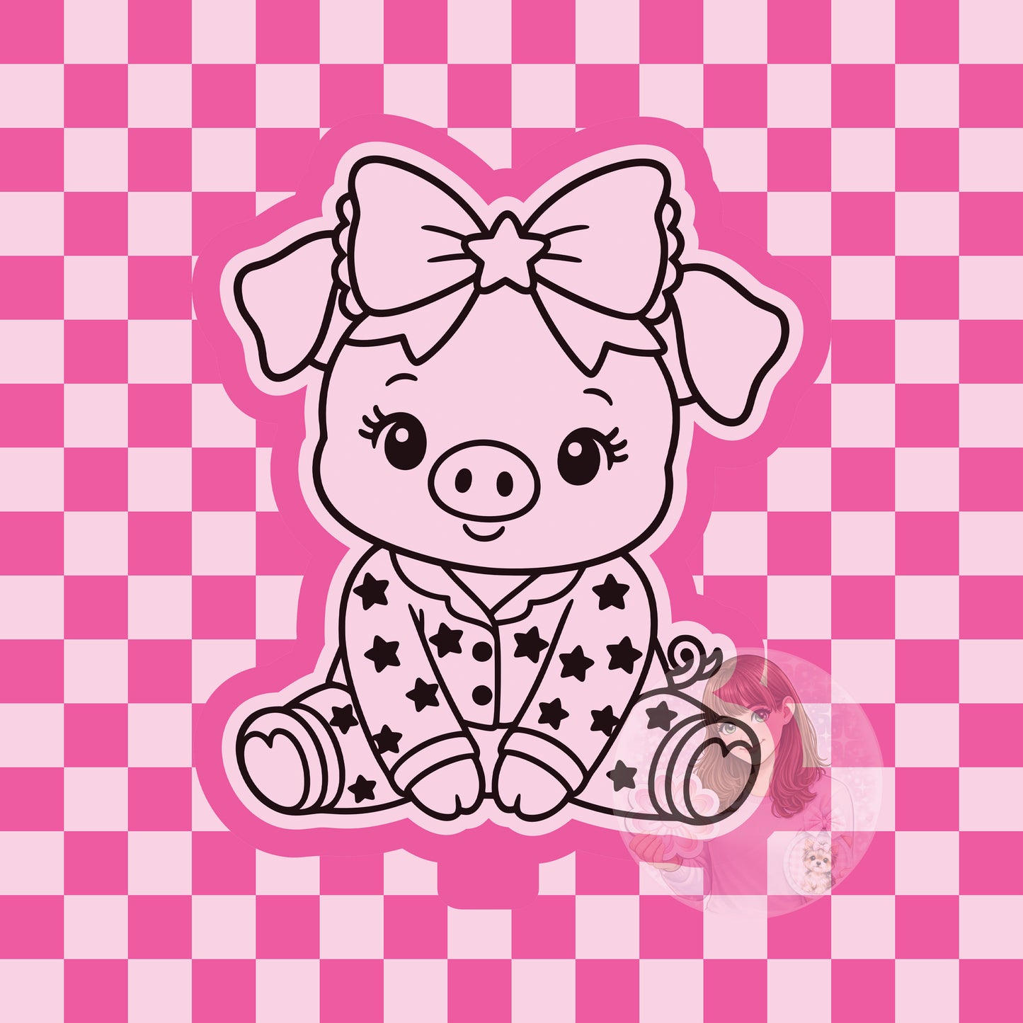 Pig in star pajamas silicone freshie mold