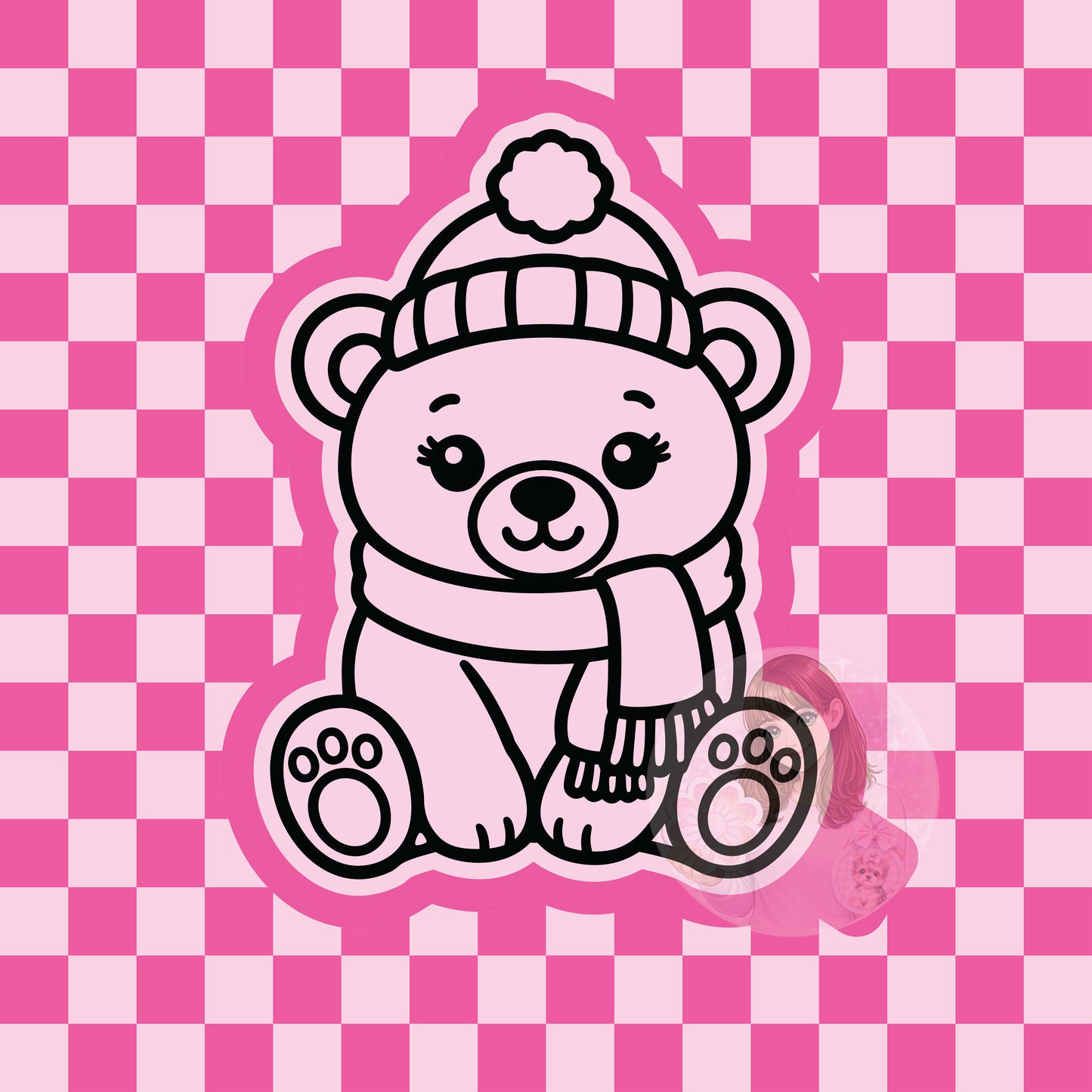 Polar bear with hat and scarf silicone freshie mold