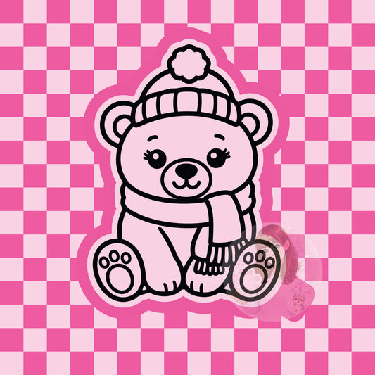 Polar bear with hat and scarf silicone freshie mold