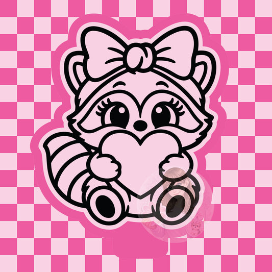Raccoon holding heart silicone freshie mold