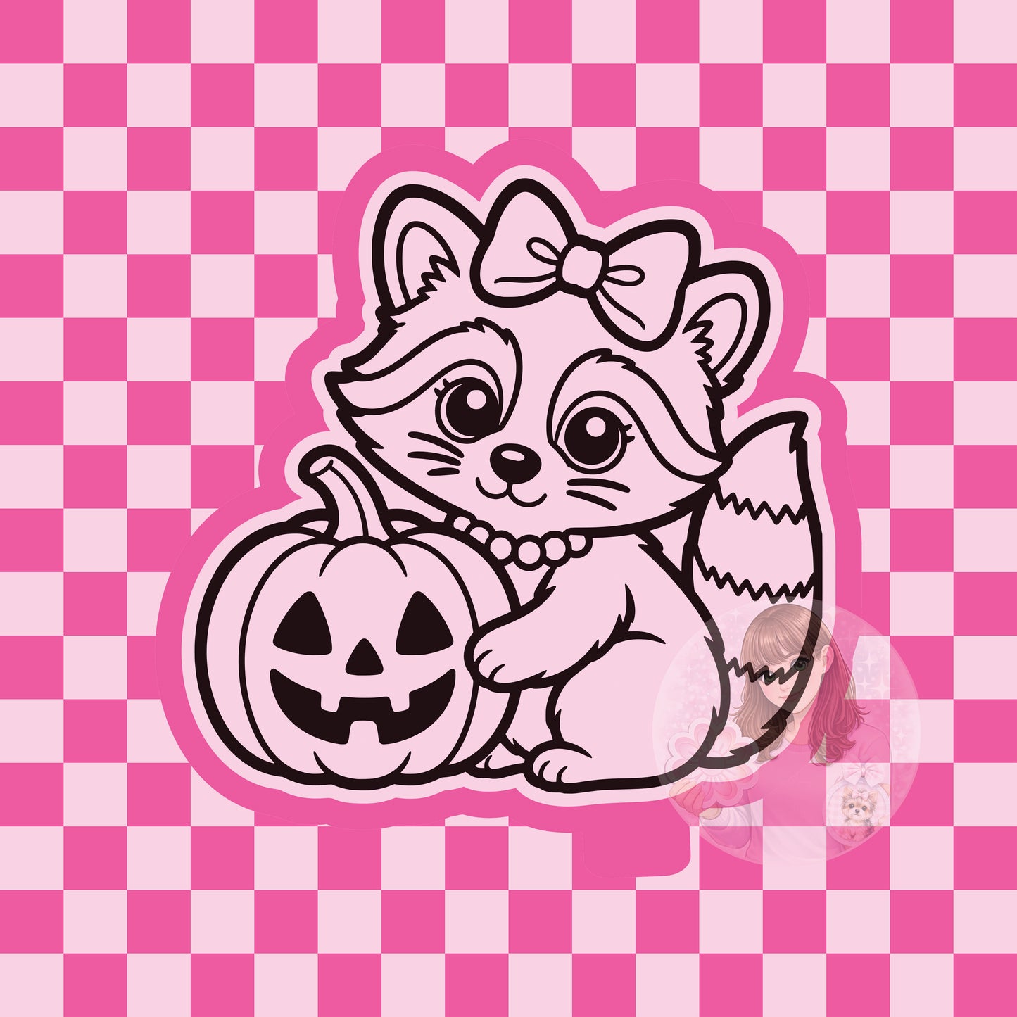 Raccoon with pumpkin silicone freshie mold