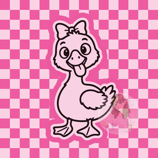 Silly goose girl with bow silicone freshie mold