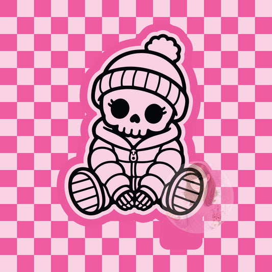 Skeleton in puffer jacket silicone freshie mold