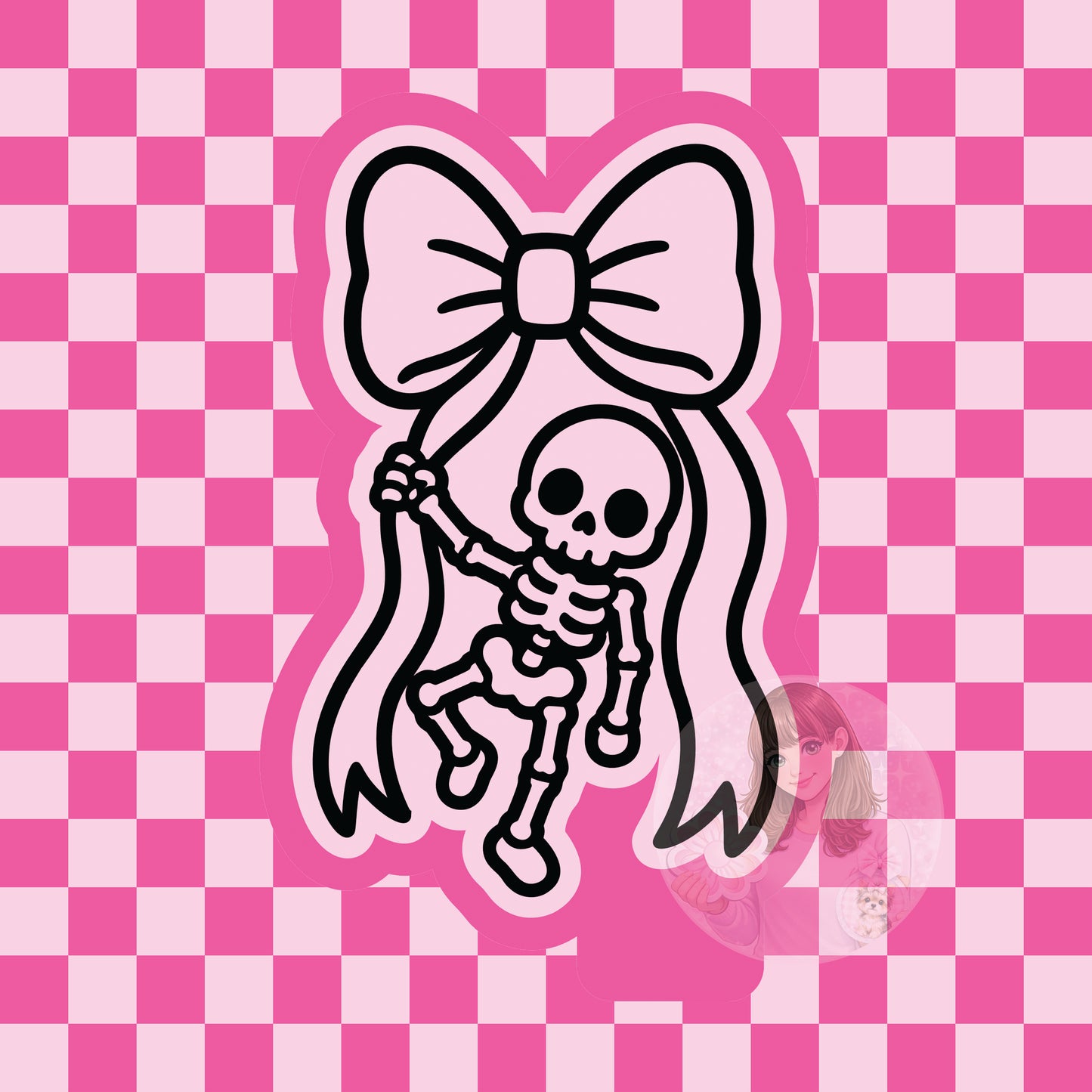 Skeleton hanging from bow silicone freshie mold
