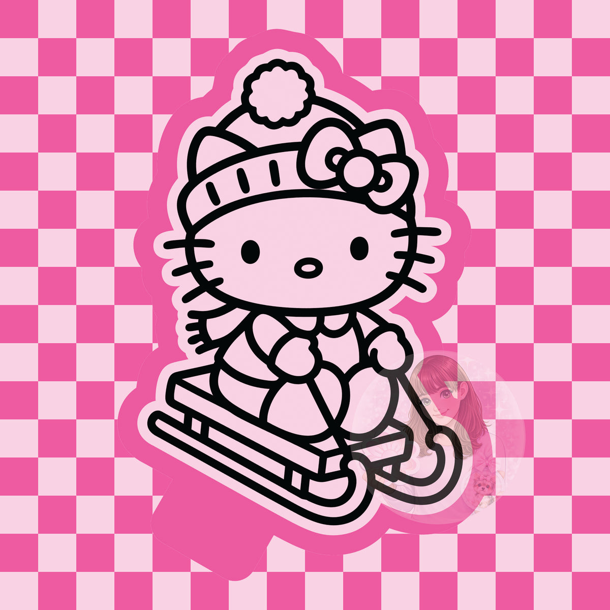 Sledding kitty silicone mold
