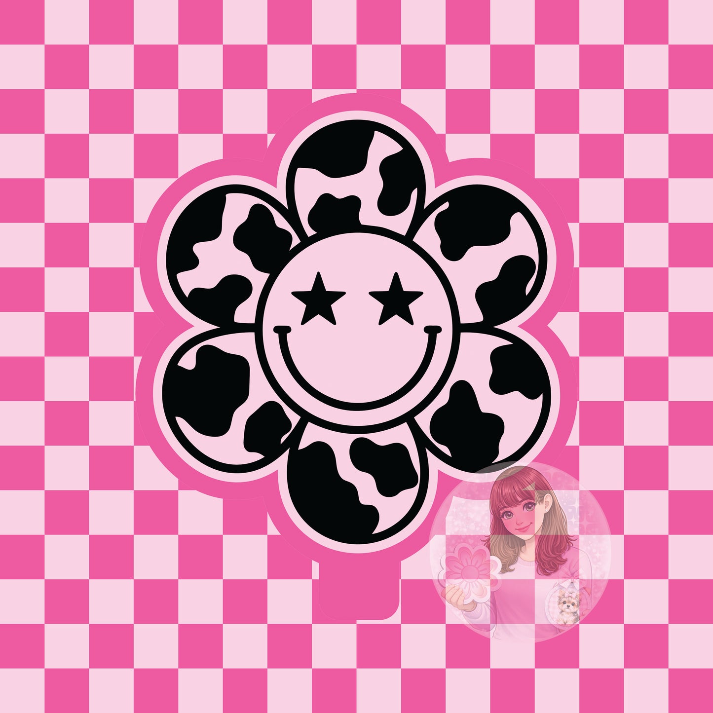 Cow print flower with smile silicone freshie mold