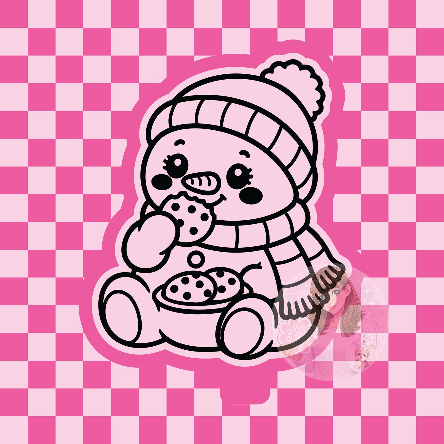 Snowman eating cookies silicone freshie mold