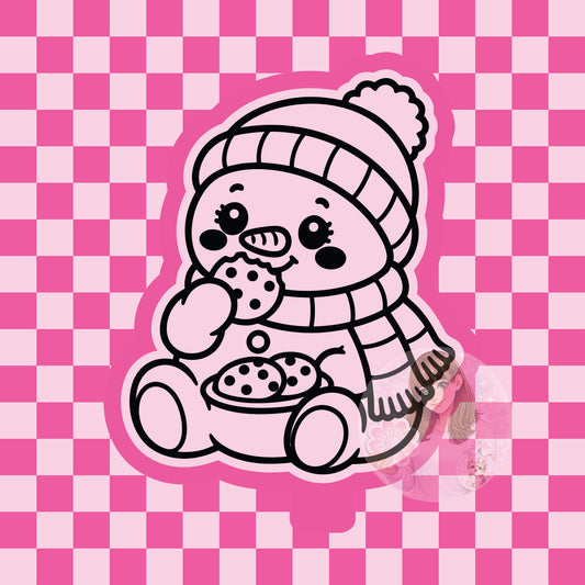 Snowman eating cookies silicone freshie mold