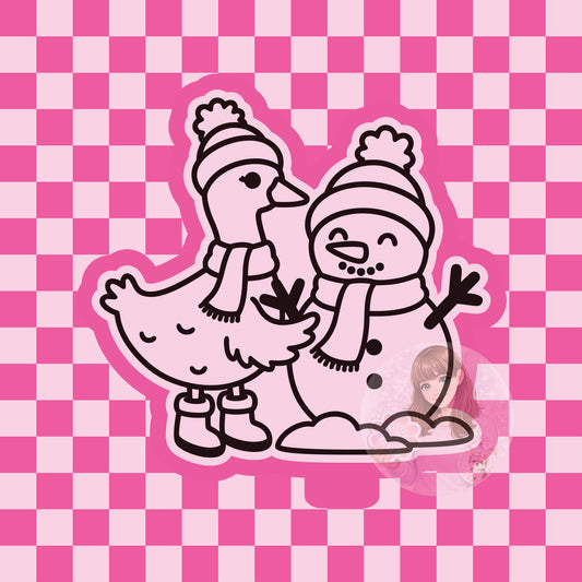 Goose building snowman silicone freshie mold