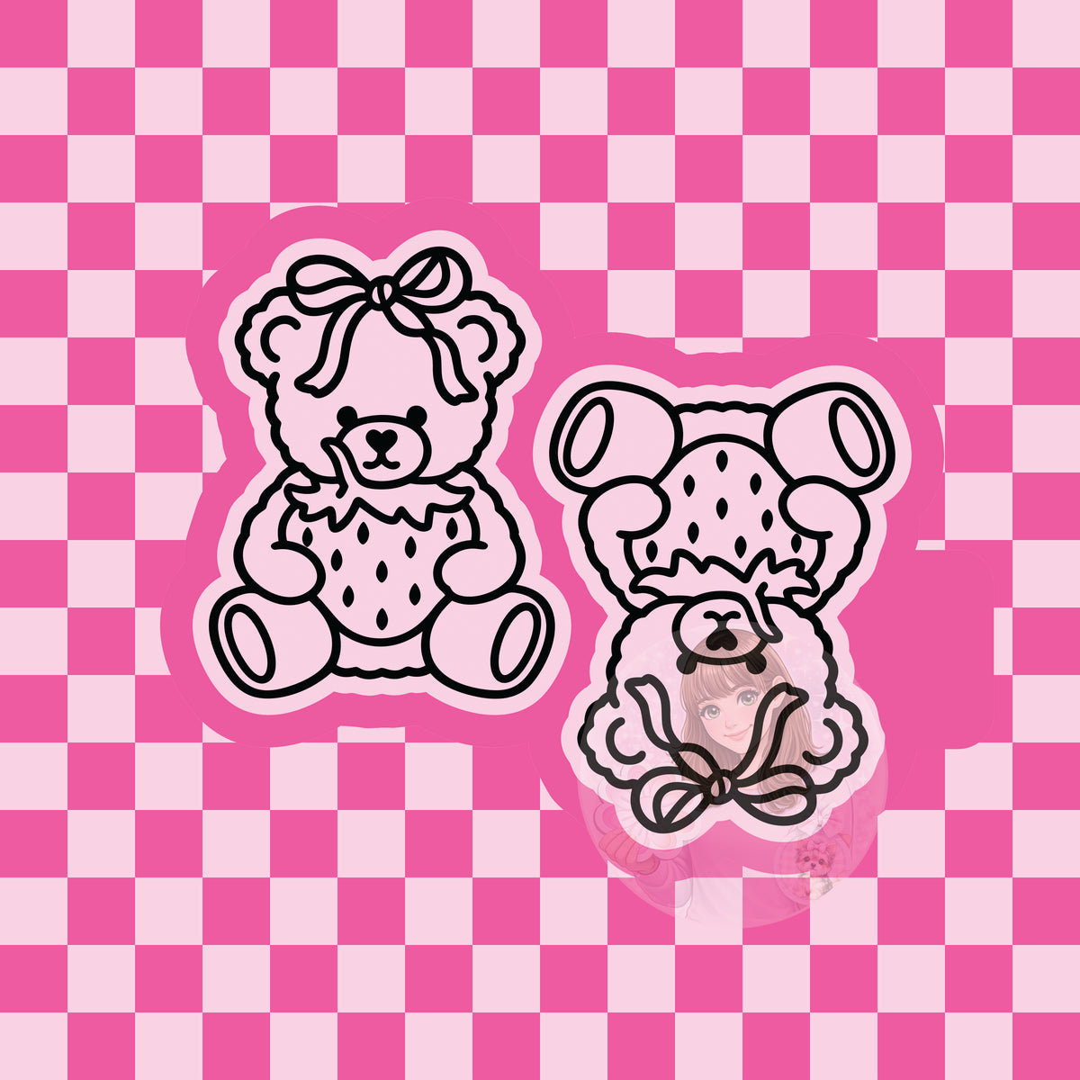 Strawberry bear vent clips silicone freshie mold