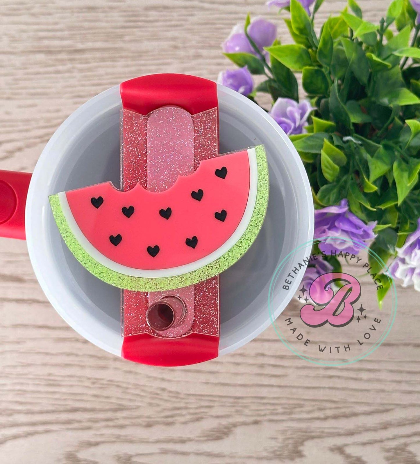 Watermelon cup topper, watermelon acrylic topper for tumbler, watermelon cup accessories, watermelon gifts, quencher topper