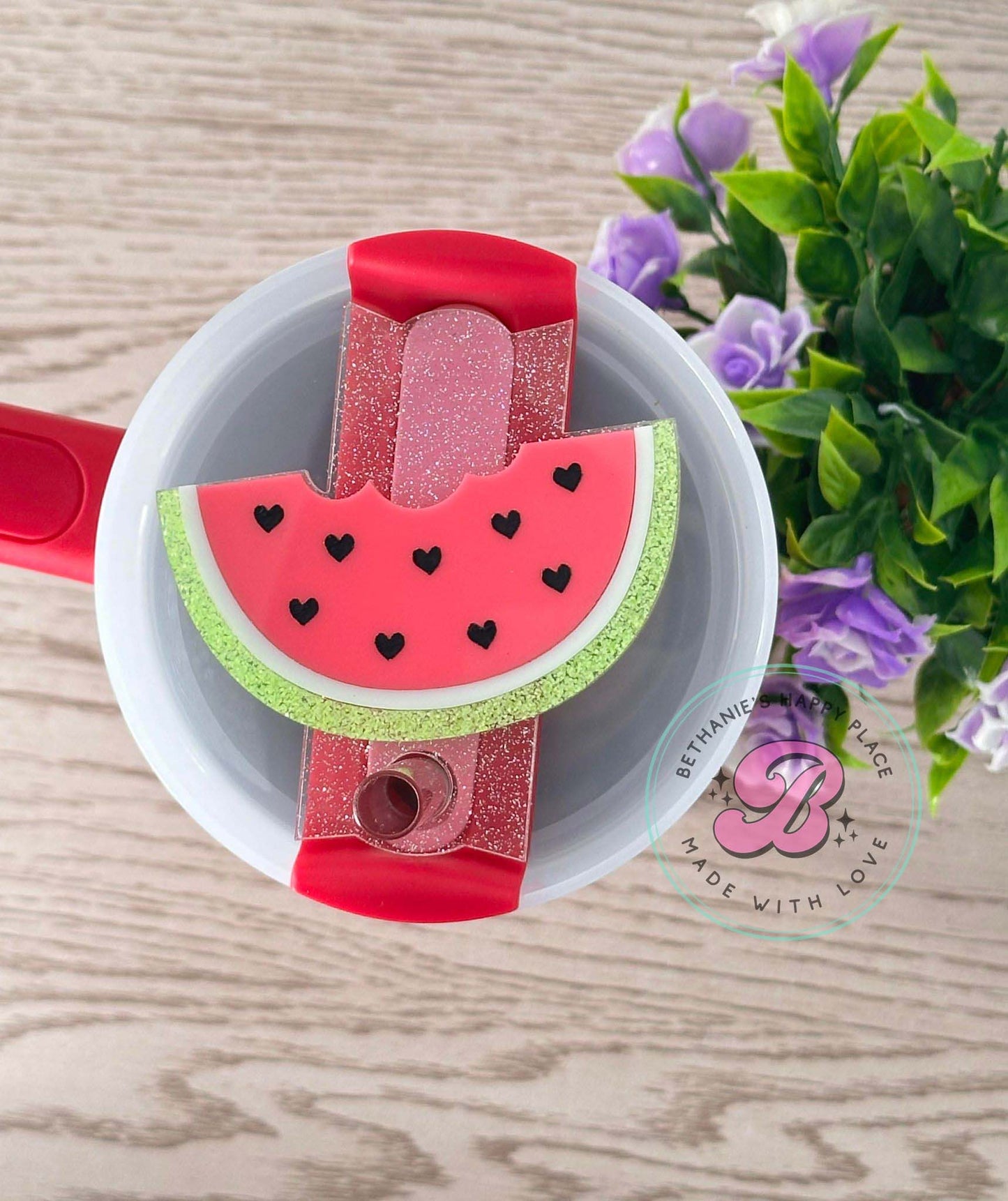 Watermelon cup topper, watermelon acrylic topper for tumbler, watermelon cup accessories, watermelon gifts, quencher topper