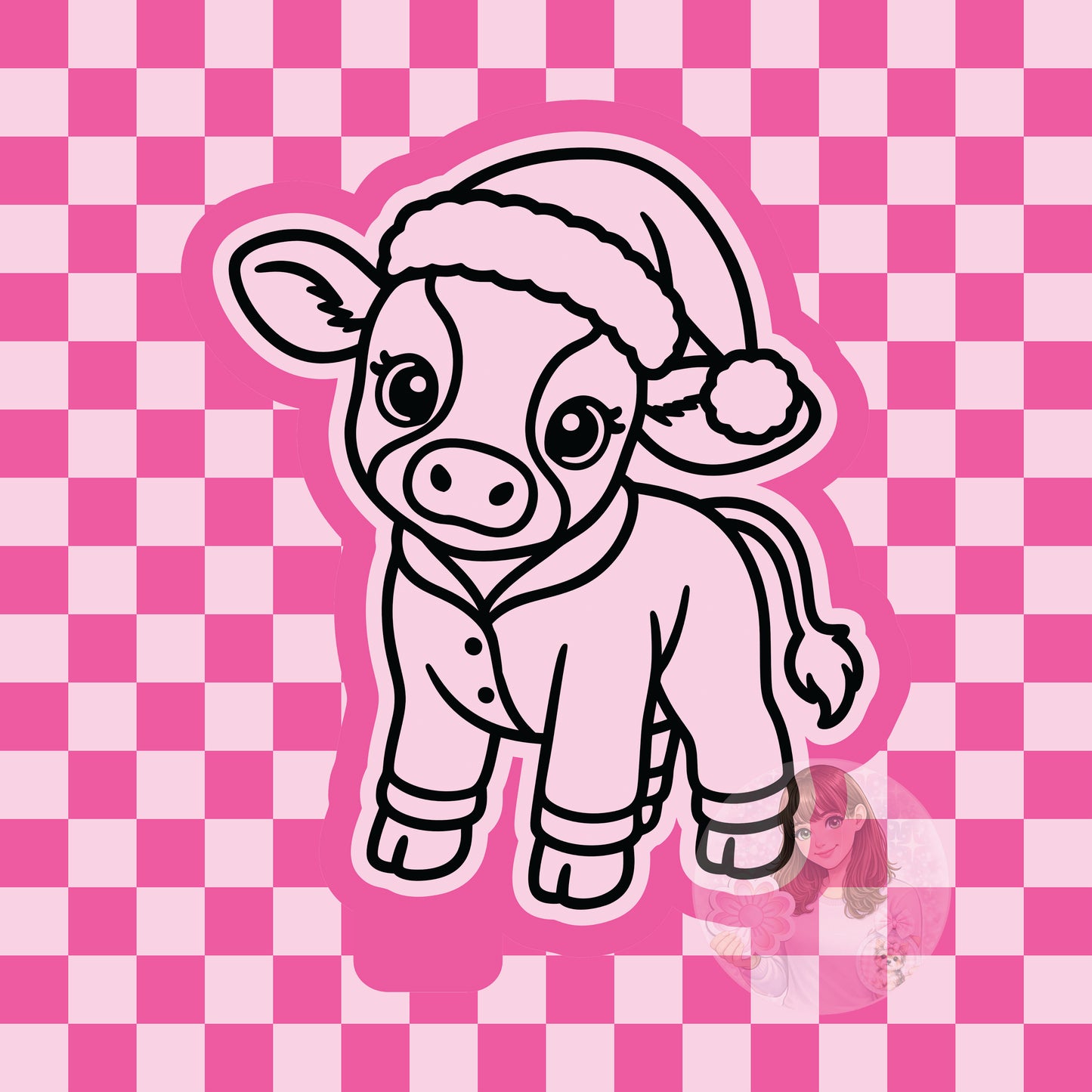 Cow in Christmas pajamas silicone freshie mold