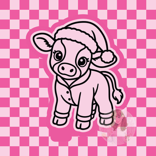 Cow in Christmas pajamas silicone freshie mold