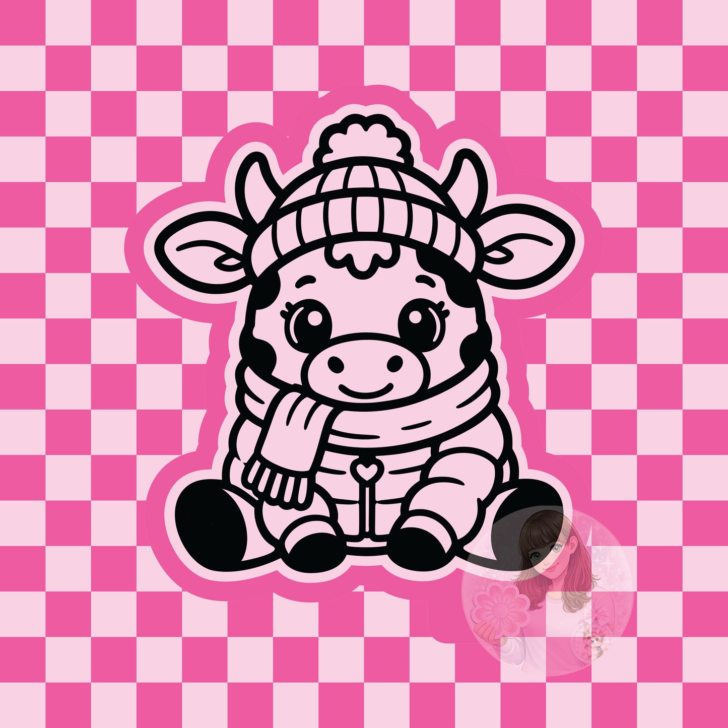 Cow in puffer jacket silicone freshie mold