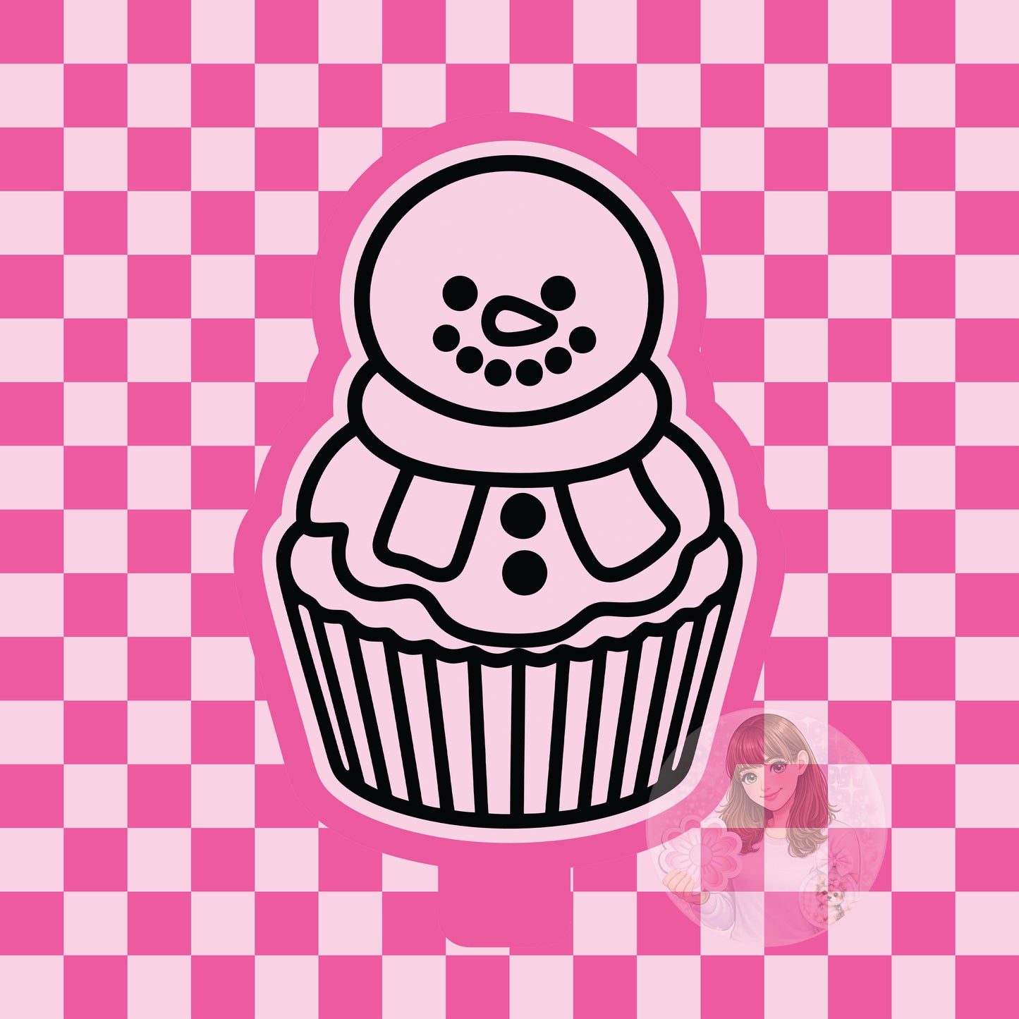 Snowman cupcake silicone freshie mold