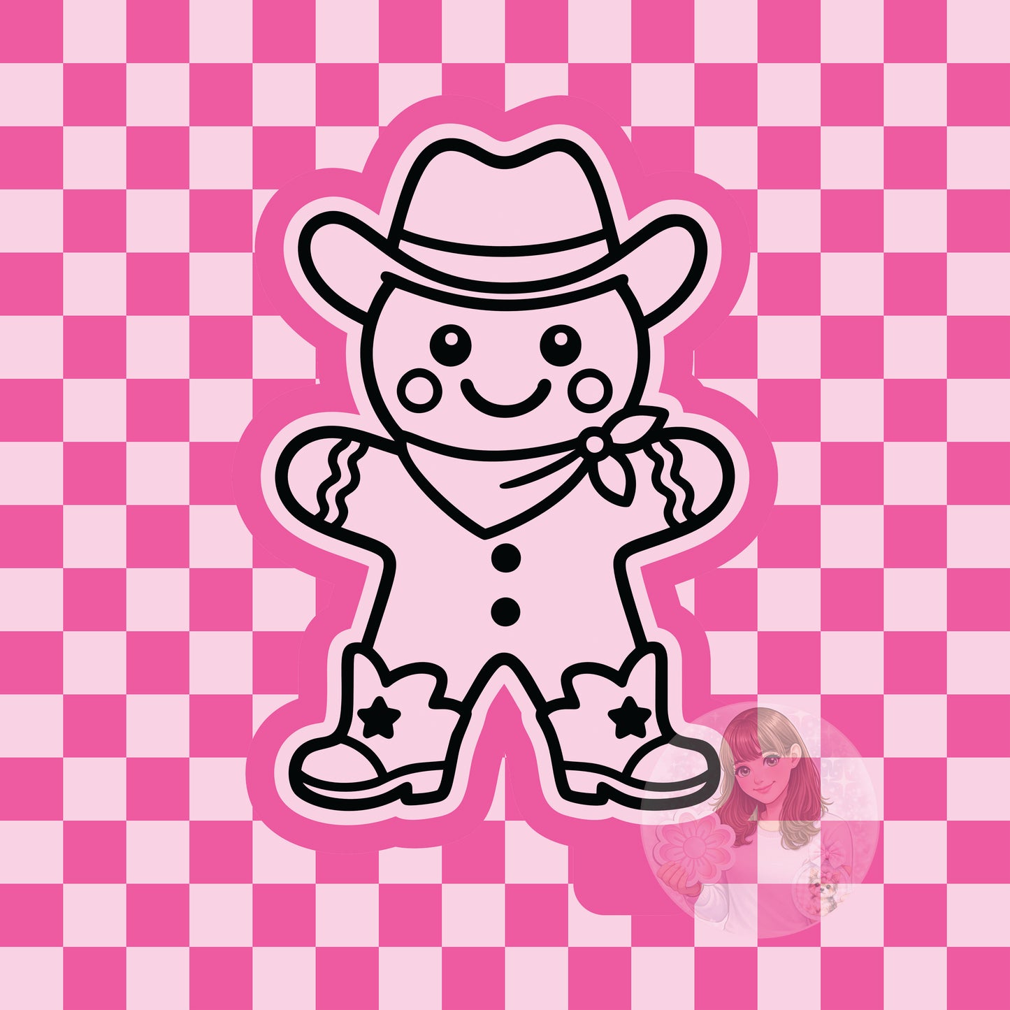 Cowboy gingerbread man silicone freshie mold