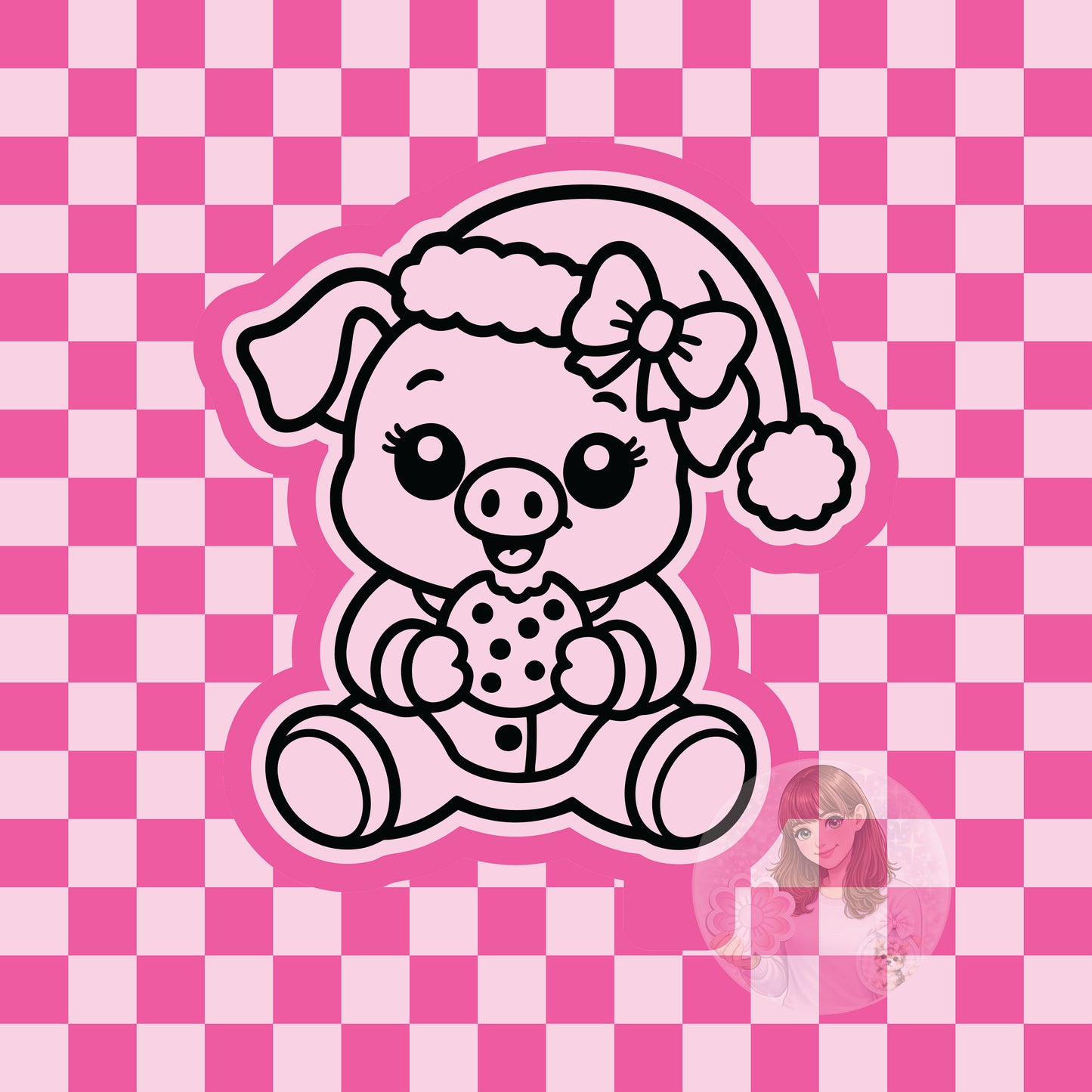Christmas pig with cookie silicone freshie mold