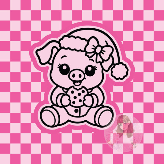 Christmas pig with cookie silicone freshie mold